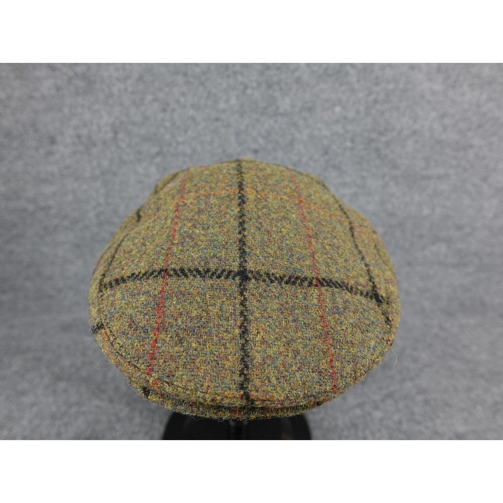 Jangoul‎ Flat Cap Mens 57cm Olive Green Wool Blend Plaid Ivy Newsboy Hat